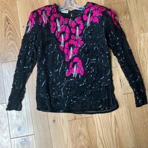 Vintage Glam sequined top / skirt set aprox size medium